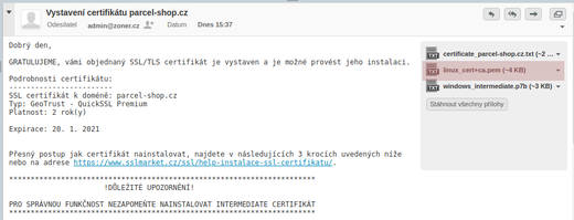Vyberte súbor linux_cert+ca.pem