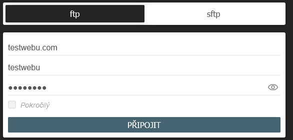 Přihlašovací formulář - FTP