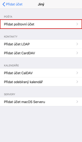 iPhone - přidat účet